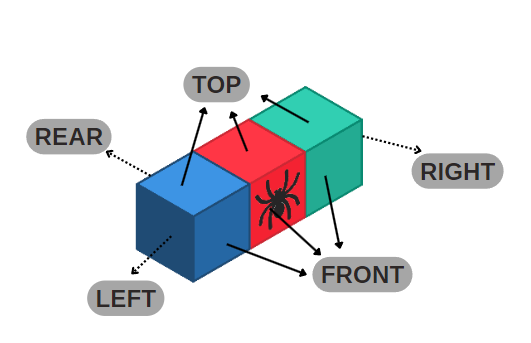 3D uzamsal görselleştirme - Küp yüzeyleri ve yön okları